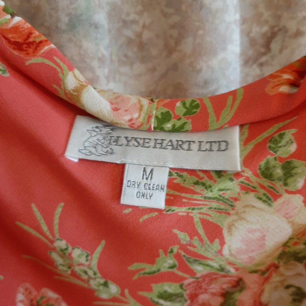 Coral floral sleeveless blouse size Medium Ilyse Hart - Picture 3 of 6